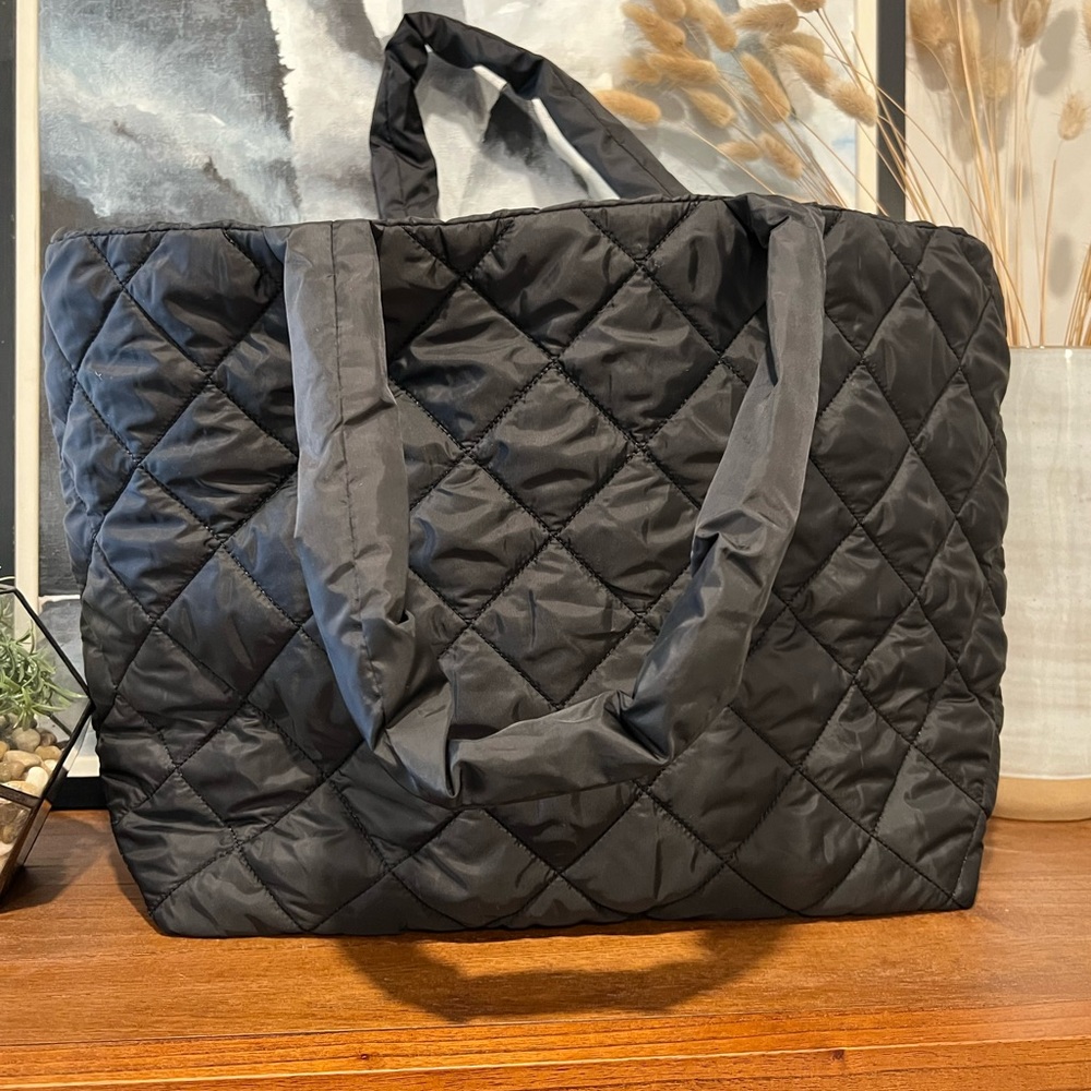 H&M Black Quilted Tote Bag